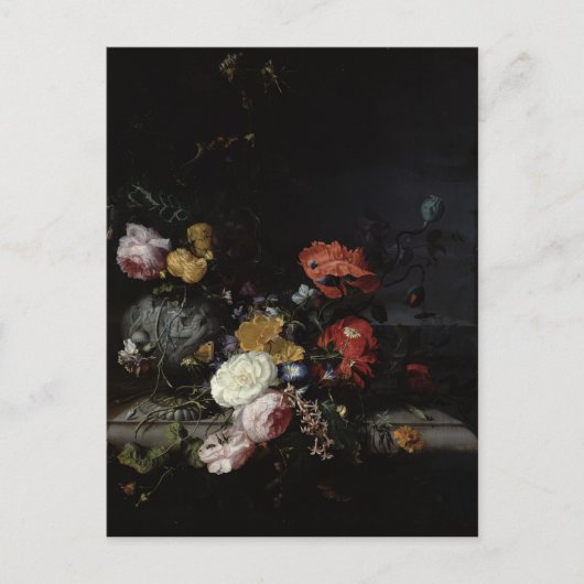 Stillleben mit Blume und Insekten Postkarte (Vorderseite)