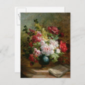 Stillleben mit Blume und Noten Postkarte (Vorne/Hinten)