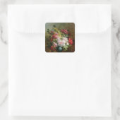 Stillleben mit Blume und Noten Quadratischer Aufkleber (Tasche)