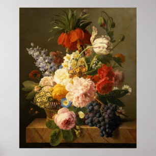 Stillleben mit Blume und Obst, 1827 Poster