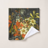 Stillleben mit Blume und Obst Badhandtuch Set (Waschlappen)