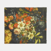 Stillleben mit Blume und Obst Fleecedecke (Vorderseite (Horizontal))