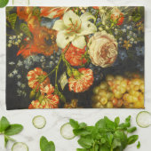 Stillleben mit Blume und Obst Geschirrtuch (Gefaltet)