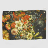 Stillleben mit Blume und Obst Golfhandtuch (Horizontal)