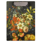 Stillleben mit Blume und Obst Klemmbrett (Vorderseite)