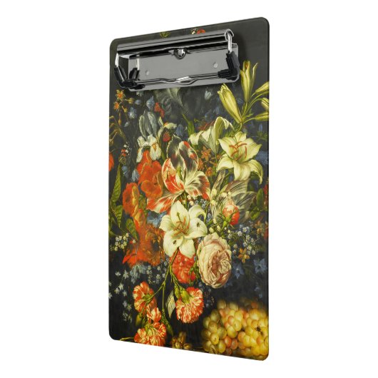 Stillleben mit Blume und Obst Mini Klemmbrett (Gewinkelt2)