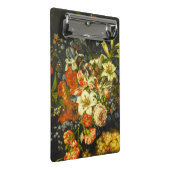 Stillleben mit Blume und Obst Mini Klemmbrett (Schrägansicht)