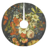 Stillleben mit Blume und Obst Polyester Weihnachtsbaumdecke (Vorderseite)