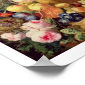 Stillleben mit Blume und Obst Poster (Ecke)
