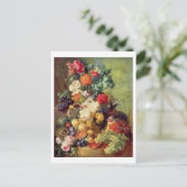 Stillleben mit Blume und Obst Postkarte (Stehend Vorderseite)