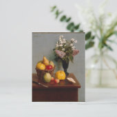 Stillleben mit Blume und Obst Postkarte (Stehend Vorderseite)