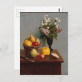 Stillleben mit Blume und Obst Postkarte (Vorne/Hinten)
