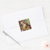 Stillleben mit Blume und Obst Quadratischer Aufkleber (Umschlag)
