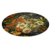 Stillleben mit Blume und Obst Schneidebrett (Ecke)