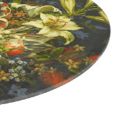 Stillleben mit Blume und Obst Schneidebrett (Ecke)