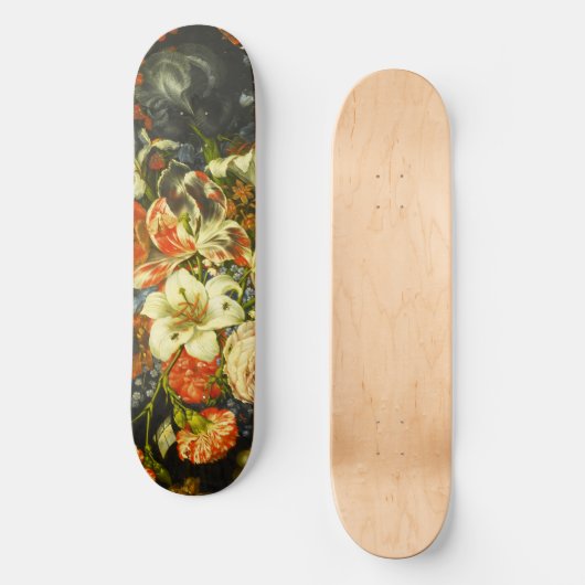 Stillleben mit Blume und Obst Skateboard (Vorderseite)