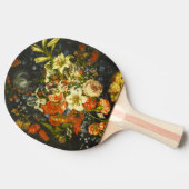 Stillleben mit Blume und Obst Tischtennis Schläger (Seitenansicht)