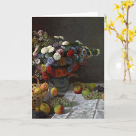 Stillleben mit Blume und Obst von Claude Monet Karte
