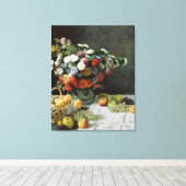 Stillleben mit Blume und Obst von Claude Monet Leinwanddruck (Insitu (Holzboden))