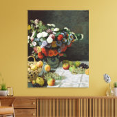 Stillleben mit Blume und Obst von Claude Monet Leinwanddruck (Insitu (Wohnzimmer))
