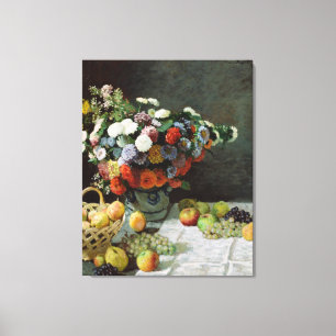 Stillleben mit Blume und Obst von Claude Monet Leinwanddruck