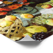 Stillleben mit Blume und Obst von Claude Monet Poster (Ecke)