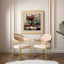 Stillleben mit Blume und Plakaten - Drucken