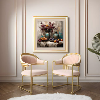 Stillleben mit Blume und Plakaten - Drucken Poster