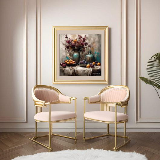 Stillleben mit Blume und Plakaten - Drucken Poster