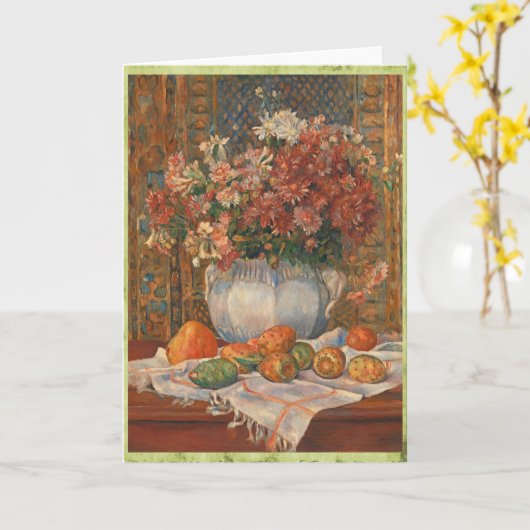 Stillleben mit Blume und Prickly Birnen, Renoir Karte (Gelbe Blume)