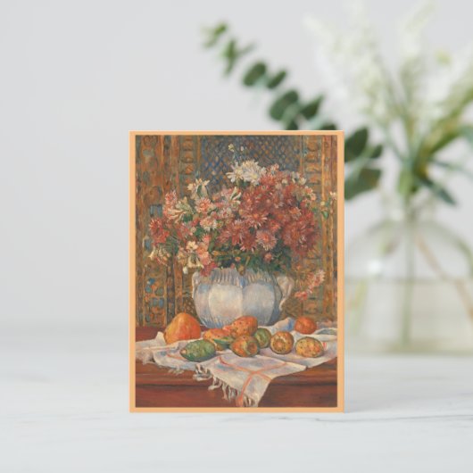 Stillleben mit Blume und Prickly Birnen, Renoir Postkarte (Stehend Vorderseite)