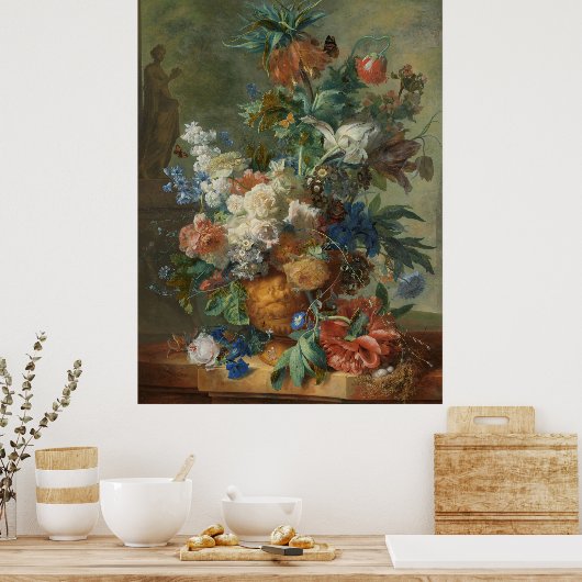 Stillleben mit Blume von Jan van Huysum Poster (Küche)