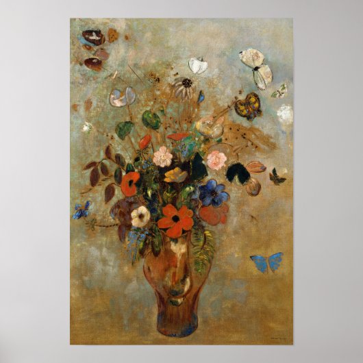 Stillleben mit Blume von Odilon Redon Poster (Vorne)