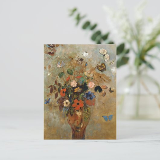 Stillleben mit Blume von Odilon Redon Postkarte (Stehend Vorderseite)