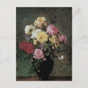 Stillleben mit Blumen in einer Vase von Olaf Herma Postkarte