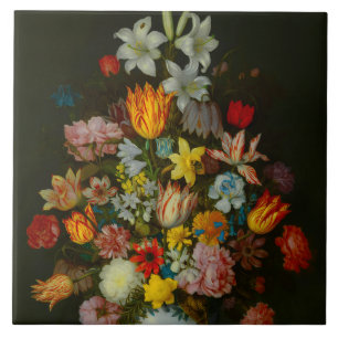 Stillleben mit Blumen in einer Wan-Li-Vase Fliese