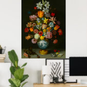 Stillleben mit Blumen in einer Wan-Li-Vase  Poster (Heimbüro)