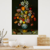 Stillleben mit Blumen in einer Wan-Li-Vase  Poster (Küche)