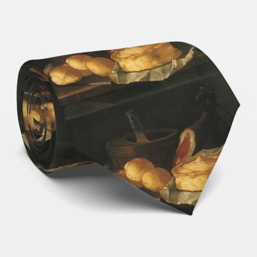 Stillleben mit Brottart und Ham, Giuseppe Recco Krawatte (Gerollt)