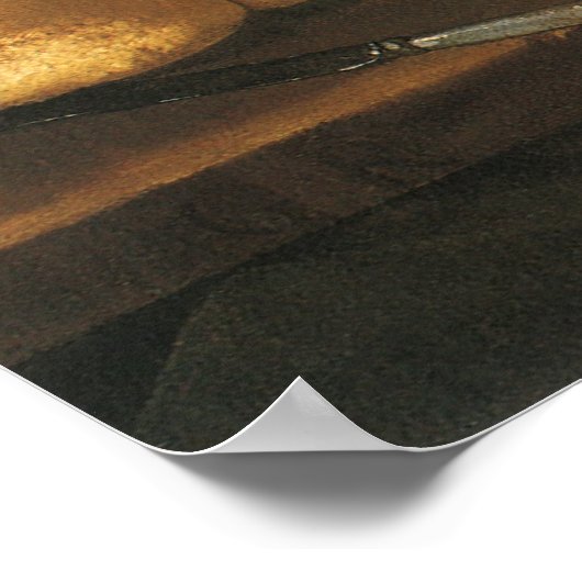 Stillleben mit Brottart und Ham, Giuseppe Recco Poster (Ecke)