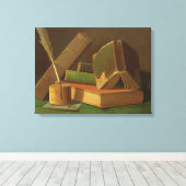 Stillleben mit Büchern und Tinte gut Leinwanddruck (Insitu (Holzboden))