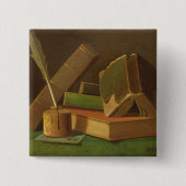 Stillleben mit Büchern und Tintenbrunnen Button (Vorderseite)