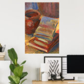 Stillleben mit Büchern zum Lesen Poster (Heimbüro)
