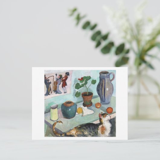 Stillleben mit Cat August Macke Postcard Postkarte (Stehend Vorderseite)