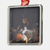 Stillleben mit chinesischem Zuckerglas Silbernes Ornament (Links)