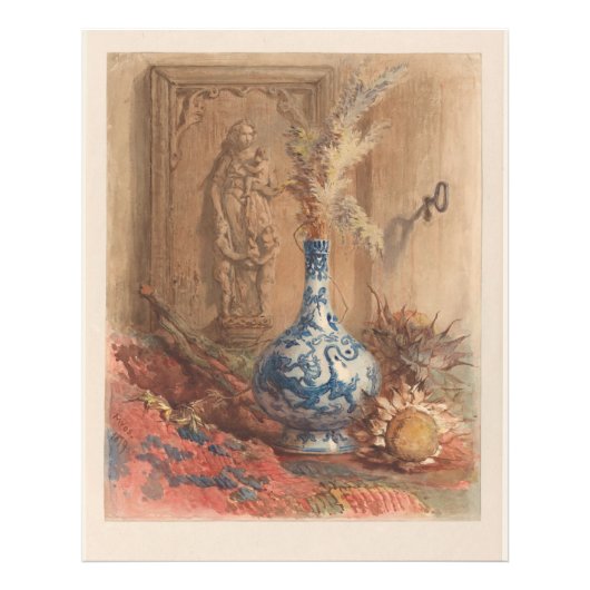 Stillleben mit chinesischer Vase und getrockneter Fotodruck (Vorne)