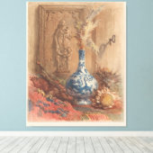 Stillleben mit chinesischer Vase und getrockneter  Leinwanddruck (Insitu (Holzboden))