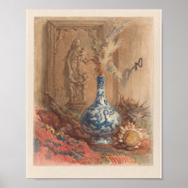 Stillleben mit chinesischer Vase und getrockneter  Poster