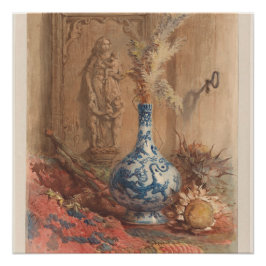 Stillleben mit chinesischer Vase und getrockneter Poster