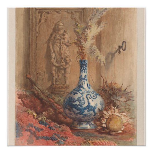 Stillleben mit chinesischer Vase und getrockneter Poster (Vorderseite)